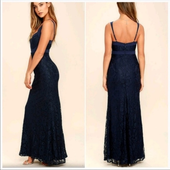 ~SALE~ Lulu's Full Circle Navy Lace Maxi Dress, XS - Picture 2 of 2